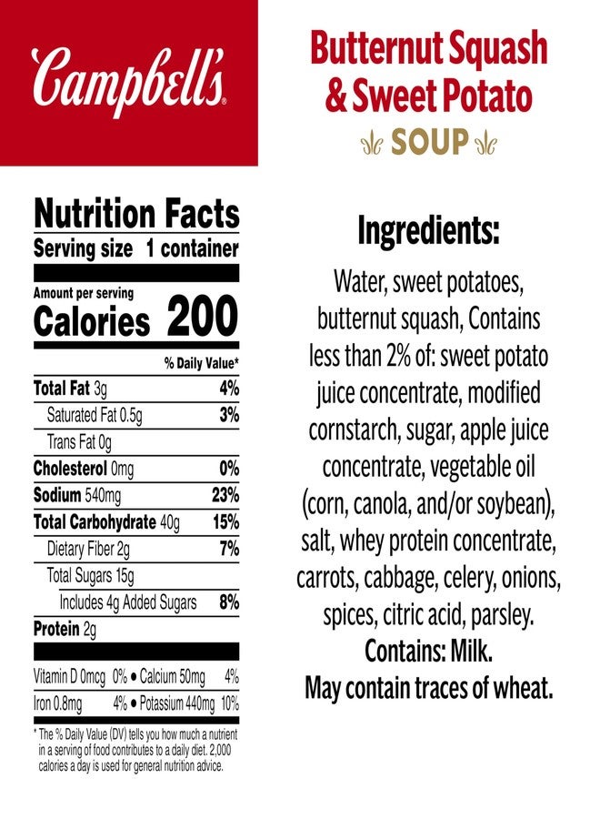 Campbell'S Campbell’s Sipping Soup, Butternut Squash and Sweet Potato Soup, 11.1 oz Microwavable Cup - Image 4