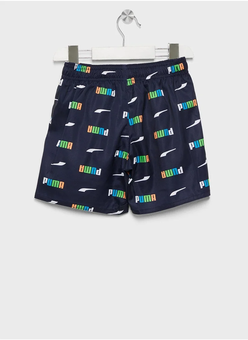 PUMA Kids Printed Logo Mid Shorts