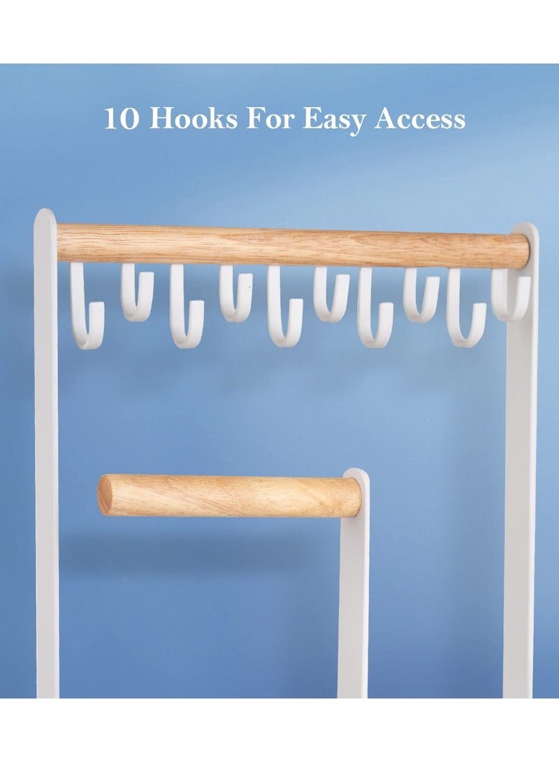 KASTWAVE Jewelry Organizer Stand with Earring Tray and 10 Hooks Necklace Holder Display for Earrings Watches Bracelet Rings Jewelry Tower Rack for Women - Image 3