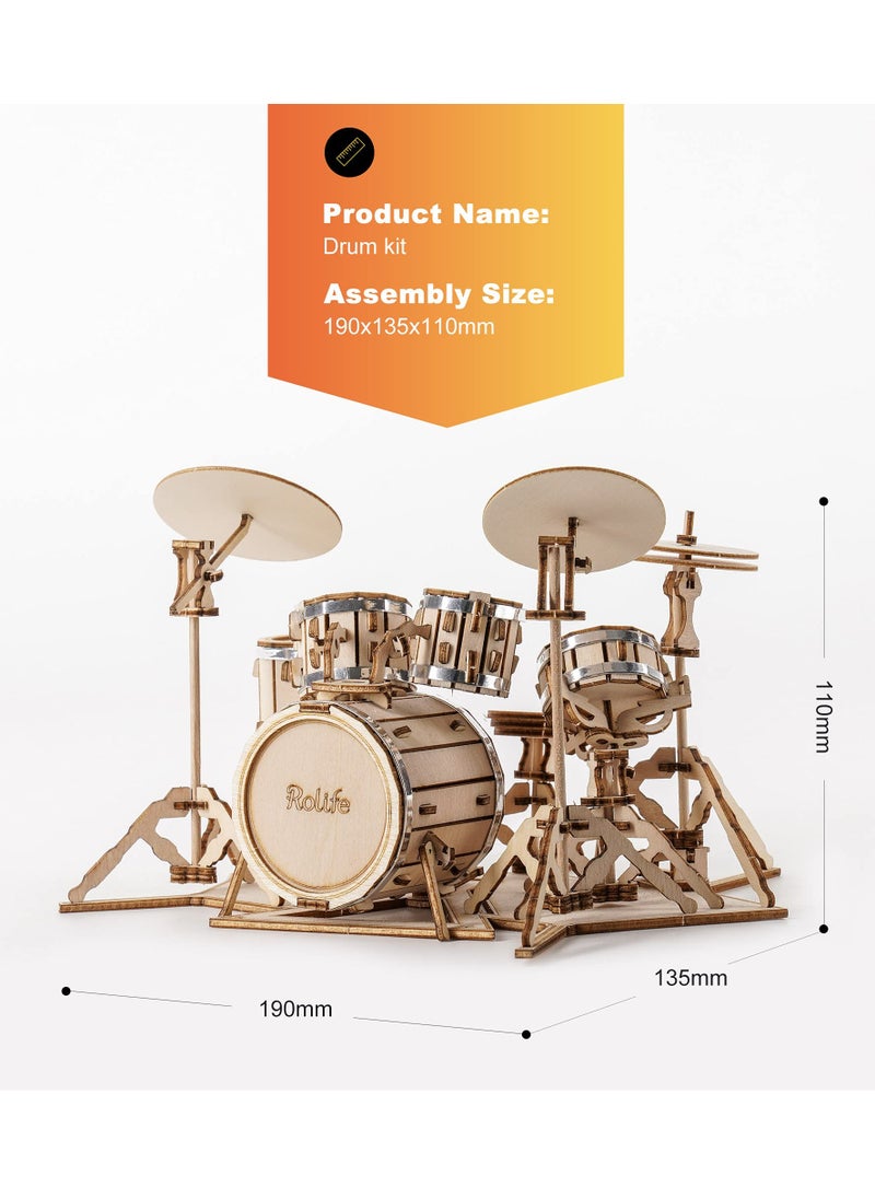 KASTWAVE - 3D Wooden Puzzles, 3D Wooden Puzzles Model Kit for Adults and Teens to Build Musical Instrument Series (Drum kit), Projects for Kids Ages 12-16,Birthday Gifts Hobbies for Women Men - Image 1