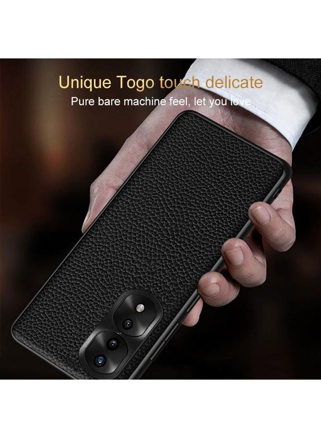 اس-توب جراب هاتف Honor 50 من الجلد الطبيعي بنقشة الليتشي - Image 4