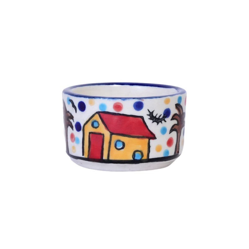 Freakway Handpainted 4 Dips of Hut Ceramic Dip Bowl/Chutney Bowl/Pickle Bowl/Sauce Serving Bowl Set (50 ML, Small, 4-Pieces, Multicolour, Cartoon Shape Round) - Image 4