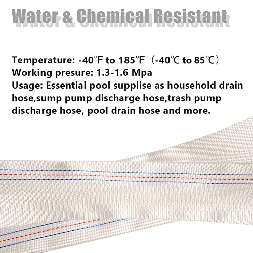 QuQuyi 1" x 98.4 FT Heavy Duty Swimming Pool Backwash Hose – Reinforced Lay-Flat Discharge Pipe for Water Transfer, Pumps & General Purpose Use - Image 4