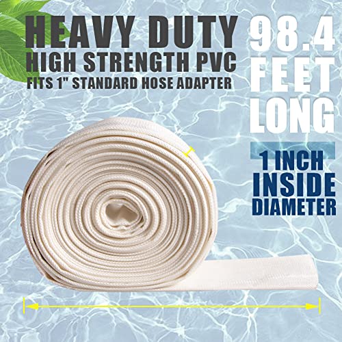 QuQuyi 1" x 98.4 FT Heavy Duty Swimming Pool Backwash Hose – Reinforced Lay-Flat Discharge Pipe for Water Transfer, Pumps & General Purpose Use - Image 2