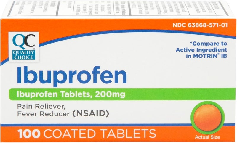 Quality Choice Ibuprofen Tablets 200 mg Pain Reliever and Fever Reducer for Arthritis Toothache Back Pain Headache Body Aches and More 100 Count of Coated Tablets - Image 1