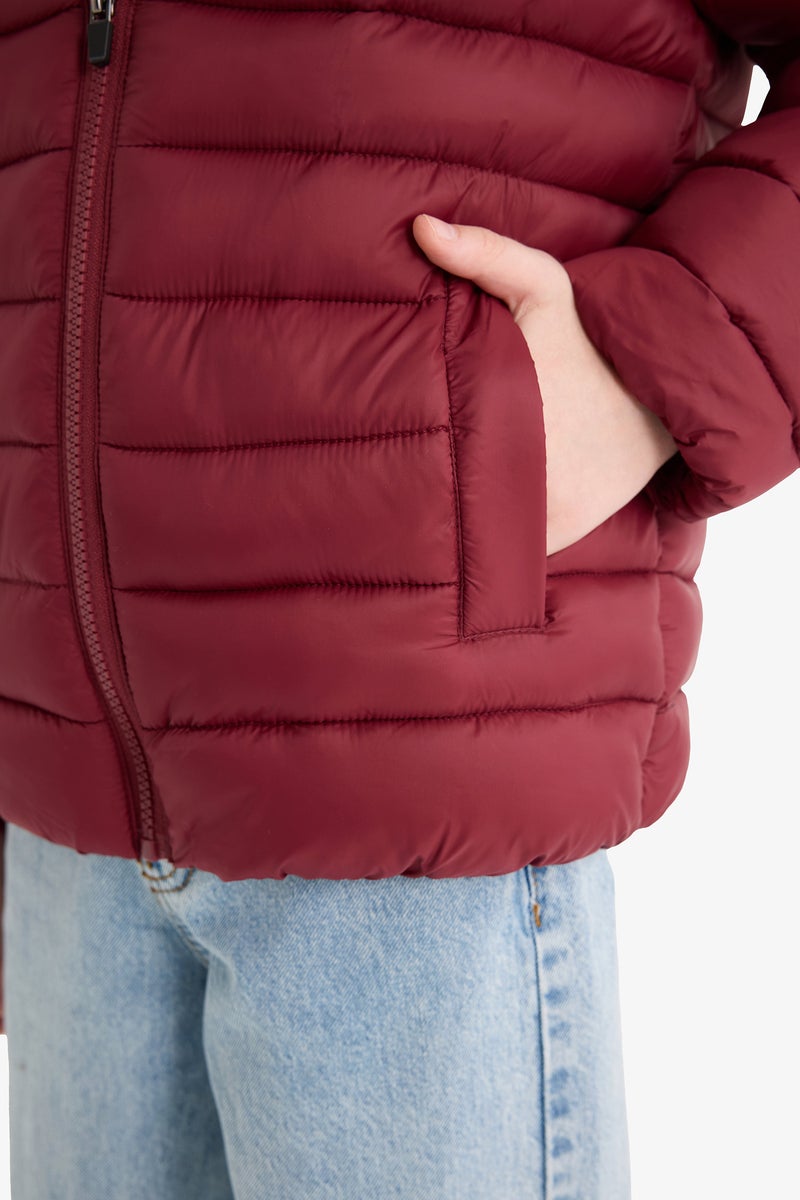 DeFacto Red Boy Boy Waterproof Hooded Zippered Puffer Jacket Casual - Image 5