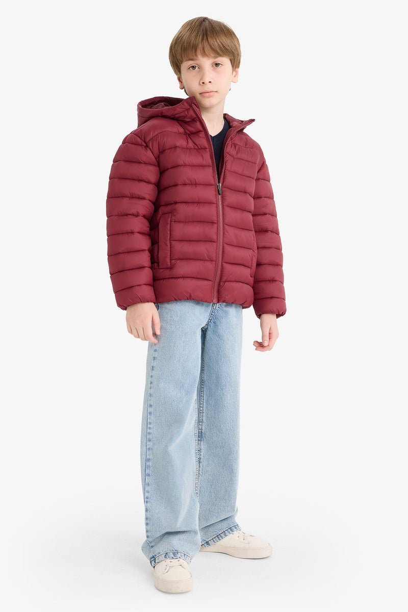 DeFacto Red Boy Boy Waterproof Hooded Zippered Puffer Jacket Casual - Image 2