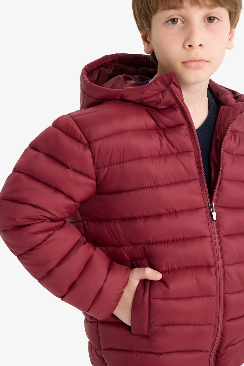 DeFacto Red Boy Boy Waterproof Hooded Zippered Puffer Jacket Casual - Image 4