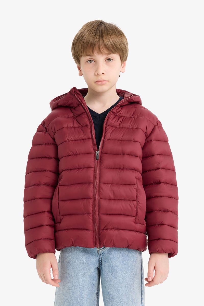 DeFacto Red Boy Boy Waterproof Hooded Zippered Puffer Jacket Casual - Image 3