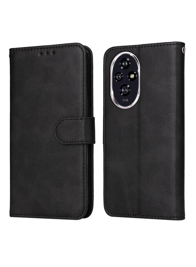 جراب هاتف قابل للطي من الجلد الكلاسيكي من For Honor 200 (أسود)