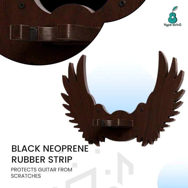 Hype String Guitar Wall Hanger || Wooden Guitar Stand - Eagle Wings Design || for Classical Guitar and Guitalele || - Image 3