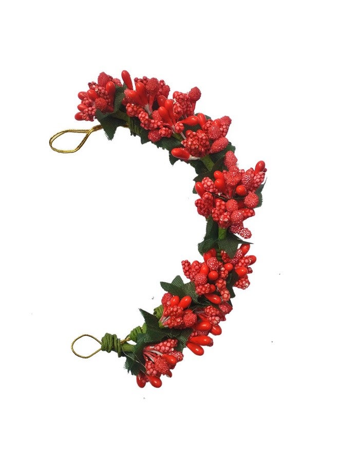 Maahal Hair Gajra Hair Styling Hair Juda Bun Hair Flower Gajra for Women & Girls, Red - Image 1
