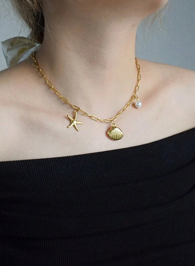 إيكوال سلسال نسائي أنيق من الاستانلس ستيل مطلي باللون الذهبي - Image 1