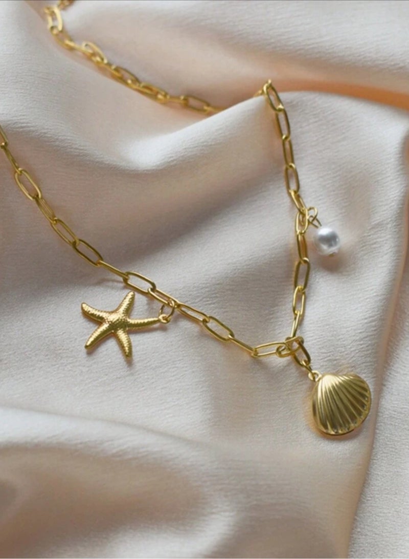 إيكوال سلسال نسائي أنيق من الاستانلس ستيل مطلي باللون الذهبي - Image 2