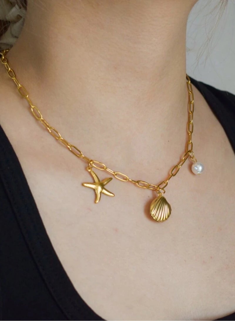 إيكوال سلسال نسائي أنيق من الاستانلس ستيل مطلي باللون الذهبي - Image 3