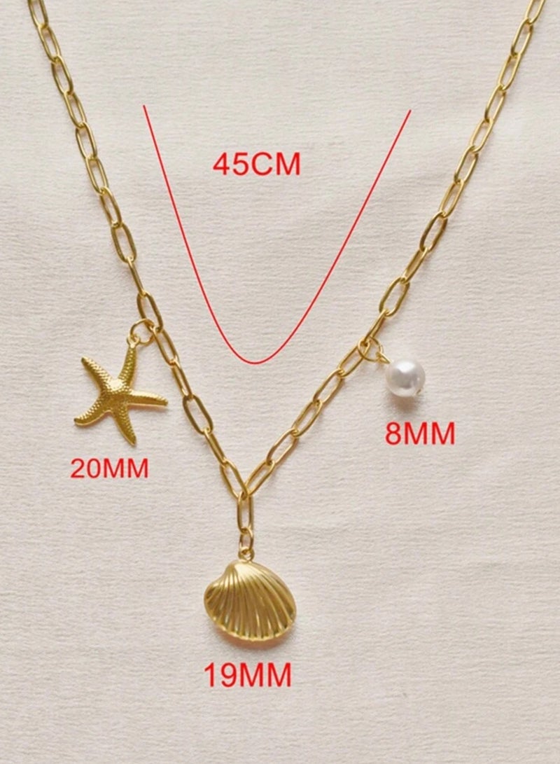 إيكوال سلسال نسائي أنيق من الاستانلس ستيل مطلي باللون الذهبي - Image 4