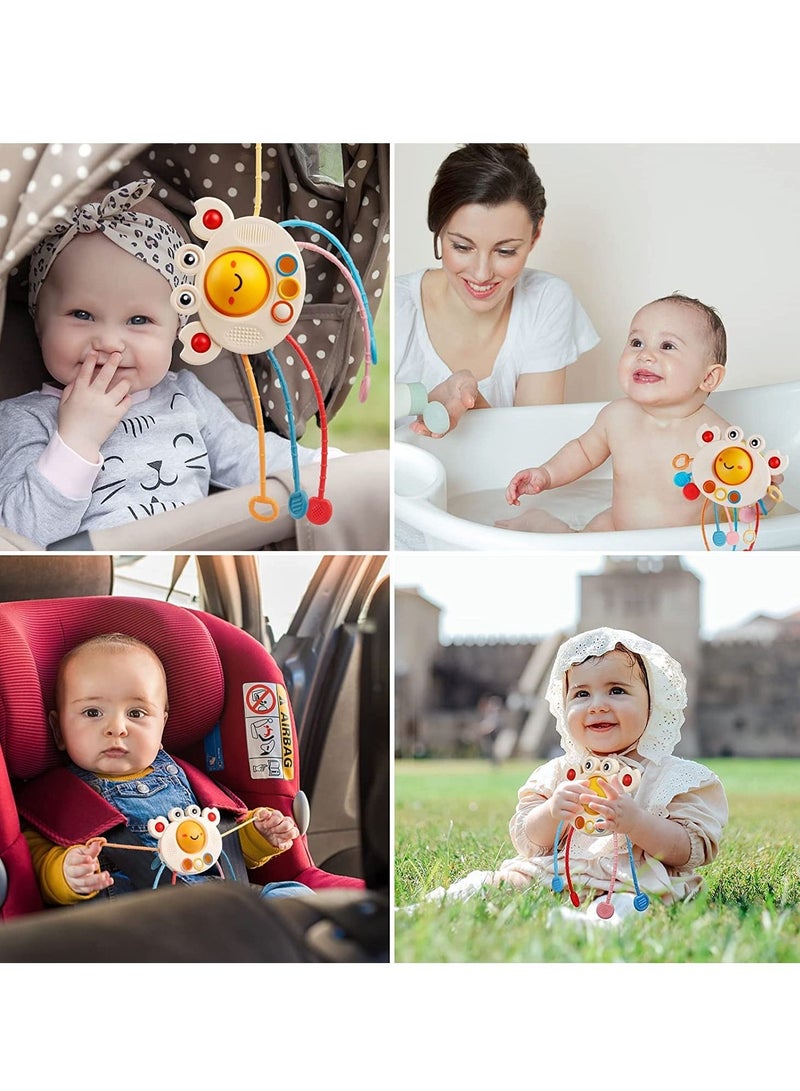 SYOSI Pull String Activity Toy, Montessori Toys, Crab Sensory Toys for Toddlers, Safe Food Grade Silicone, Baby Toys Fine Motor Skills Gift, Silicone Toy Exercise Hand Fine Movements, for 1-3 Years Old - Image 4