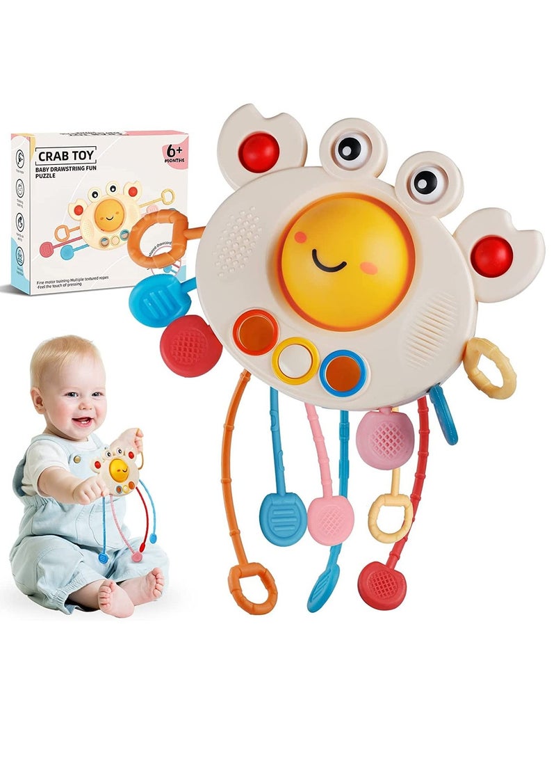 SYOSI Pull String Activity Toy, Montessori Toys, Crab Sensory Toys for Toddlers, Safe Food Grade Silicone, Baby Toys Fine Motor Skills Gift, Silicone Toy Exercise Hand Fine Movements, for 1-3 Years Old - Image 1