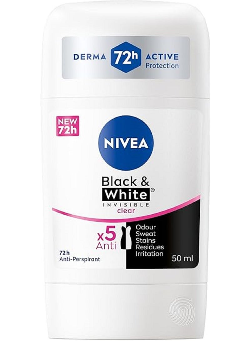 NIVEA Black & White Invisible Clear Antiperspirant Deodorant Stick