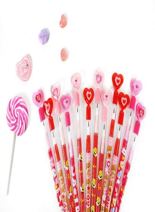 TINYMILLS 24 Pcs Valentine's Day Heart Multi Point Pencils - Party Favors, Goodie Bag Stuffers, Classroom Exchange, Party Supplies - Image 2