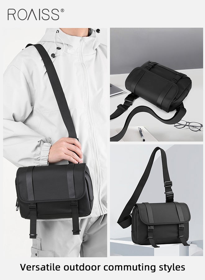 roaiss Business Casual Large Capacity Crossbody Bag for Men Fashionable Retro Adjustable Waterproof Shoulder Bag for Daily Commuting Travel or Sports Students Multifunctional Chest Bag - Image 3