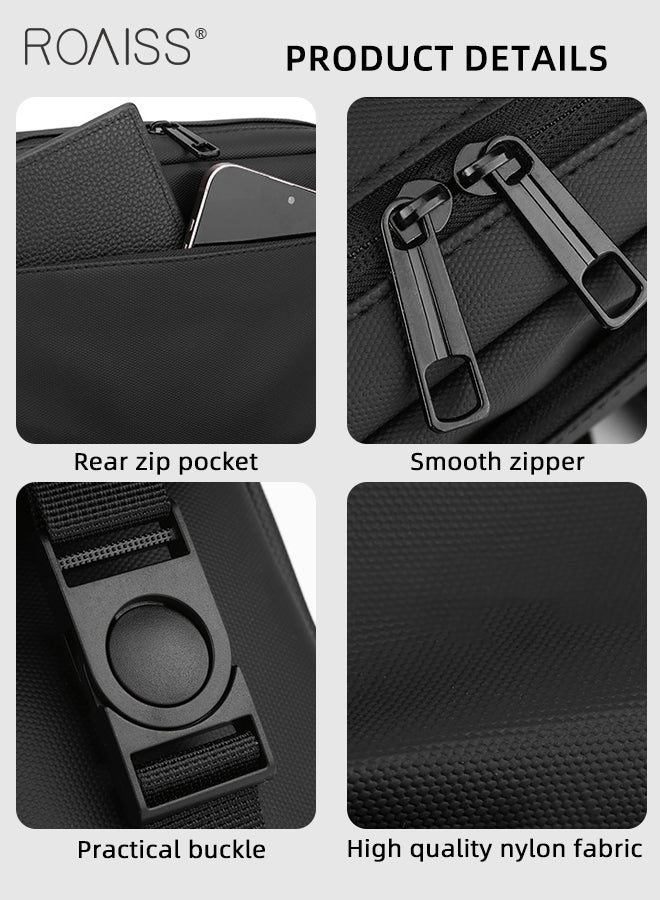 roaiss Business Casual Large Capacity Crossbody Bag for Men Fashionable Retro Adjustable Waterproof Shoulder Bag for Daily Commuting Travel or Sports Students Multifunctional Chest Bag - Image 5