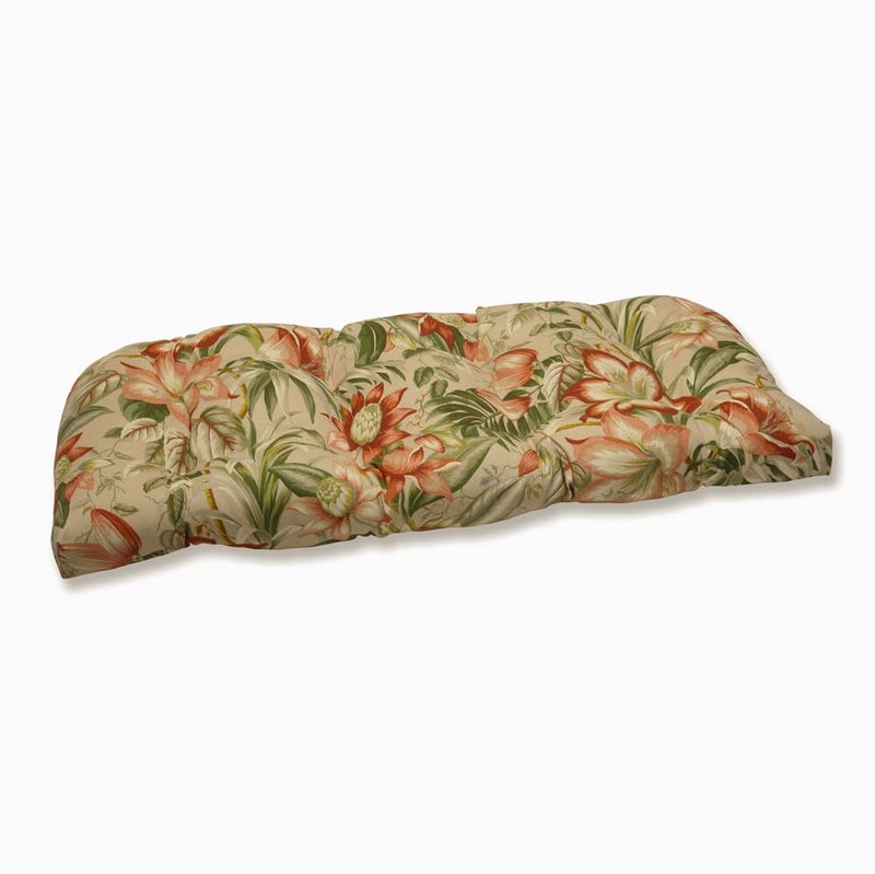 Pillow Perfect Pillow Perfect Tropic Floral IndoorOutdoor Sofa Setee Swing Cushion Tufted Weather and Fade Resistant 19 x 44 Tan Botanical Glow 1 Count 