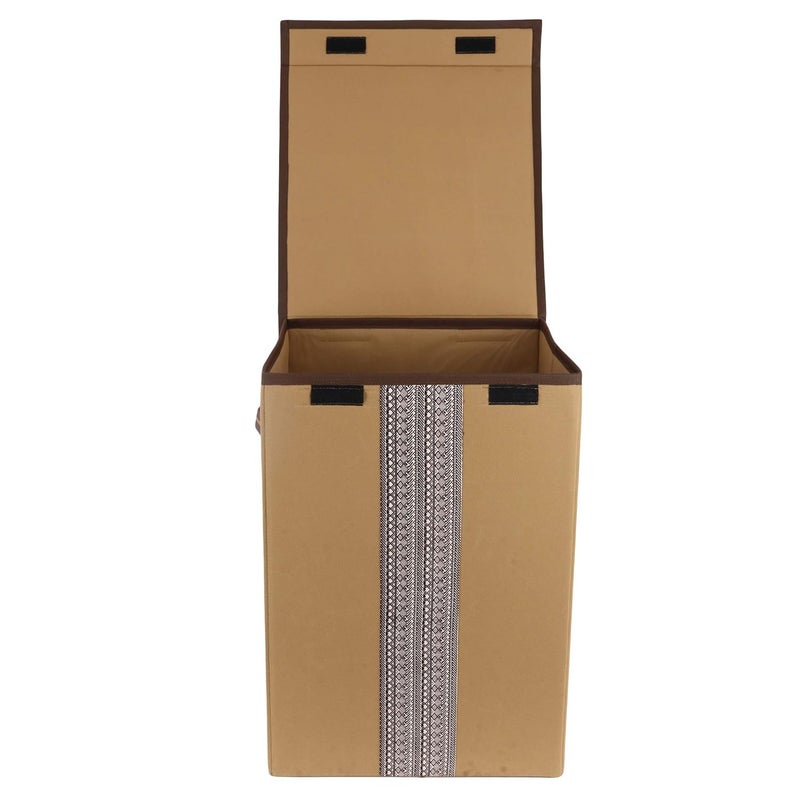 SHREY CREATION Shrey Creation Non Woven Foldable 68Ltrs Laundry BagStorage BasketBin with Lid and Handle for Washing Clothes for Dirty Dress Pack of 1 Colour Beige  - Image 4