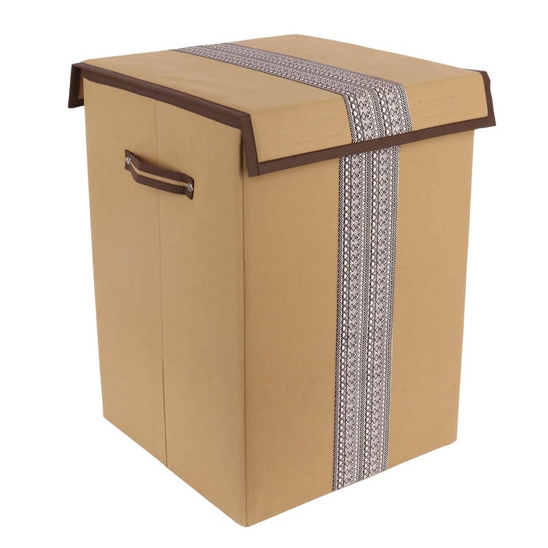 SHREY CREATION Shrey Creation Non Woven Foldable 68Ltrs Laundry BagStorage BasketBin with Lid and Handle for Washing Clothes for Dirty Dress Pack of 1 Colour Beige  - Image 2