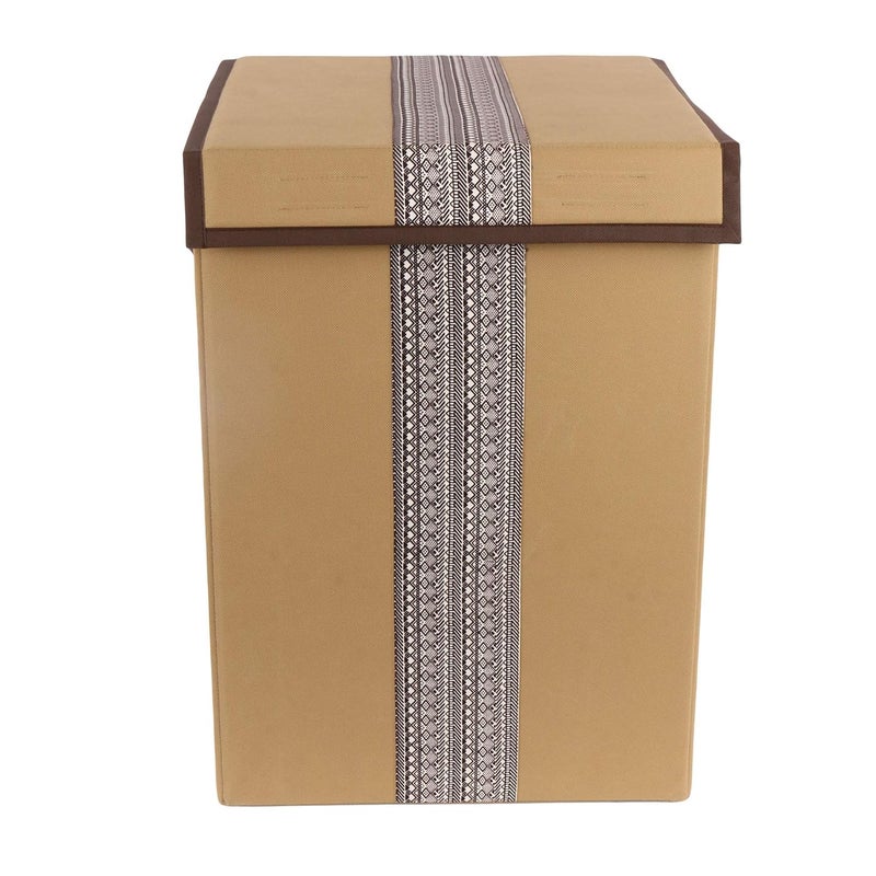 SHREY CREATION Shrey Creation Non Woven Foldable 68Ltrs Laundry BagStorage BasketBin with Lid and Handle for Washing Clothes for Dirty Dress Pack of 1 Colour Beige  - Image 1