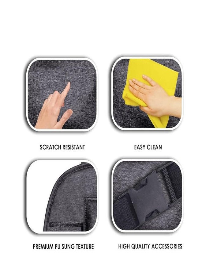 Auto Oprema Pu Leather Auto Car Automobiles Back Seat Organizer With Foldable, Multipocket Storage Tablet, Bottle And Tissue Paper Holder_Black, - Image 2