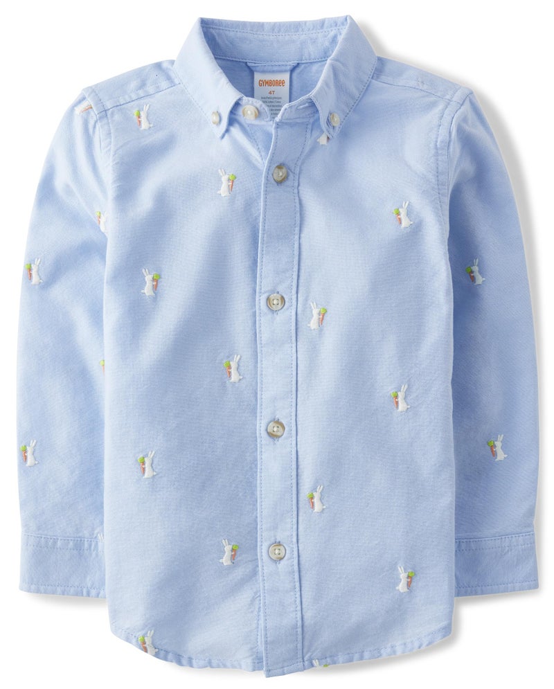 Gymboree,and Toddler Long Sleeve Button Up Shirts,Spring Blue,12 - Image 1