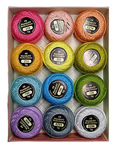 ELEGANZA Wonderfil Eleganza 8 Perle Cotton Embroidery Thread Sampler Collection Pastels