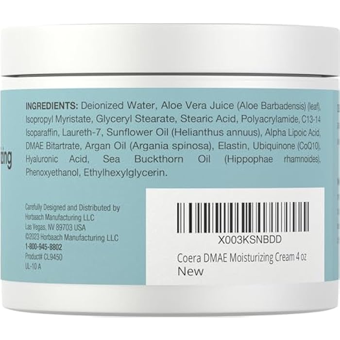 Coera DMAE Moisturizing Cream | 4 oz | with Alpha Lipoic Acid | Hydrating & Firming for Skin & Face | Free of Parabens, SLS and Fragrances - Image 3
