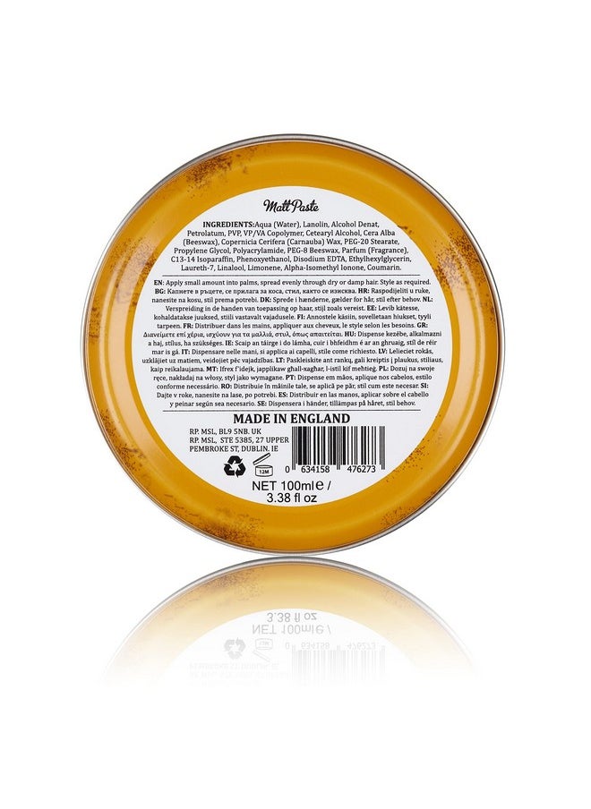 Dapper Dan - Matt Paste High Hold Low Shine Hair Paste For Men Versatile Hair Product With Flexible Hold For All Styles Vintage Cologne Fragrance 1 X 100Ml - Image 1