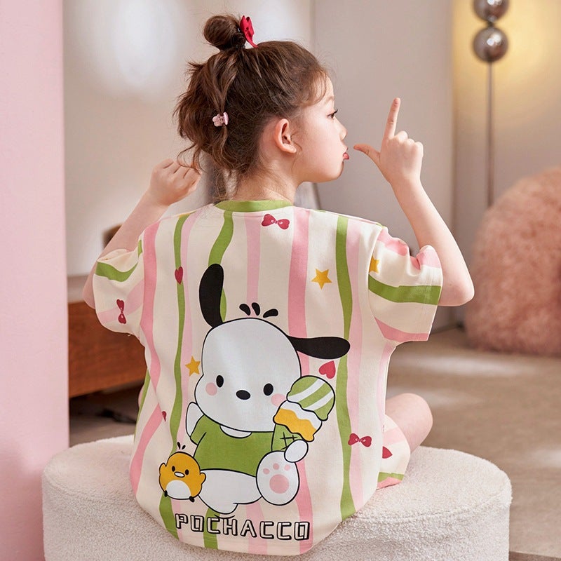 Children'S Short Sleeve Suit Cotton Pajamas Summer Thin Girls Home Clothes Children'S Clothing Baby Short Sleeve Air Conditioning Clothing - Image 3
