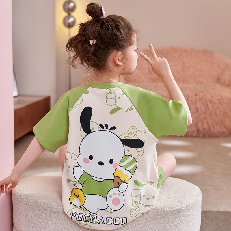 Children'S Short Sleeve Suit Cotton Pajamas Summer Thin Girls Home Clothes Children'S Clothing Baby Short Sleeve Air Conditioning Clothing - Image 5