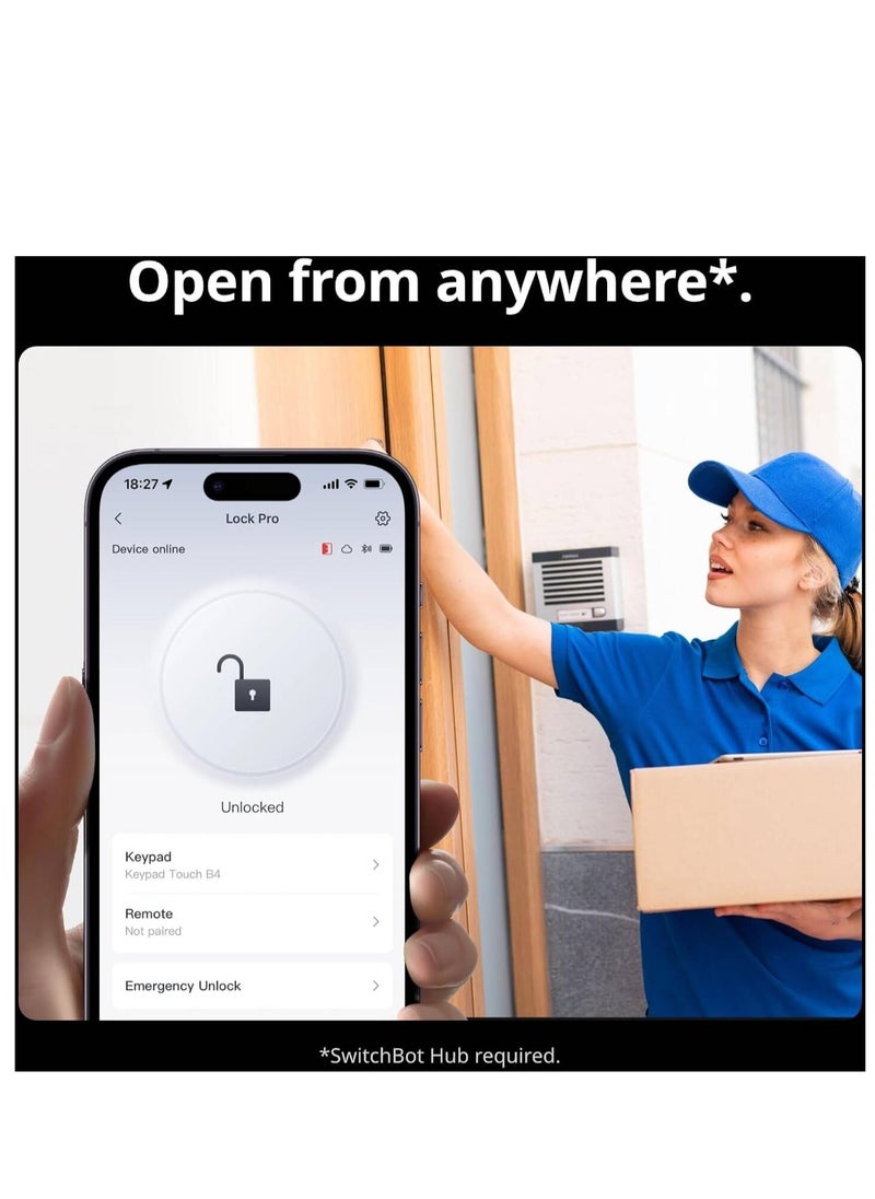 SwitchBot SwitchBot W3500000 Smart Lock Pro, WiFi, Keyless Smart Door Lock Front Door  - Image 5