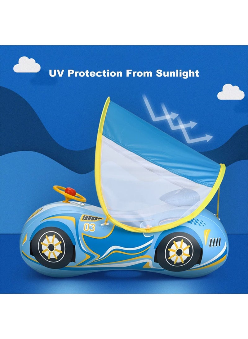 LIMOS Car Shaped Baby Inflatable Floater Swimming Boat with Canopy for Sunlight Protection - Image 4