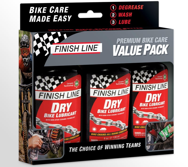 Finish Line Dry Bike Lubricant with Teflon Squeeze Bottle 4oz (set of 3), 4 Ounce Value Pack - Image 1