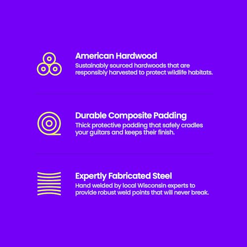 String Swing Guitar Wall Mount 3 Pack, Hangers, Holder Hook for Wall, Fits All Size Acoustic, Electric, Bass - Black Walnut Hardwood, Made in USA - Image 4