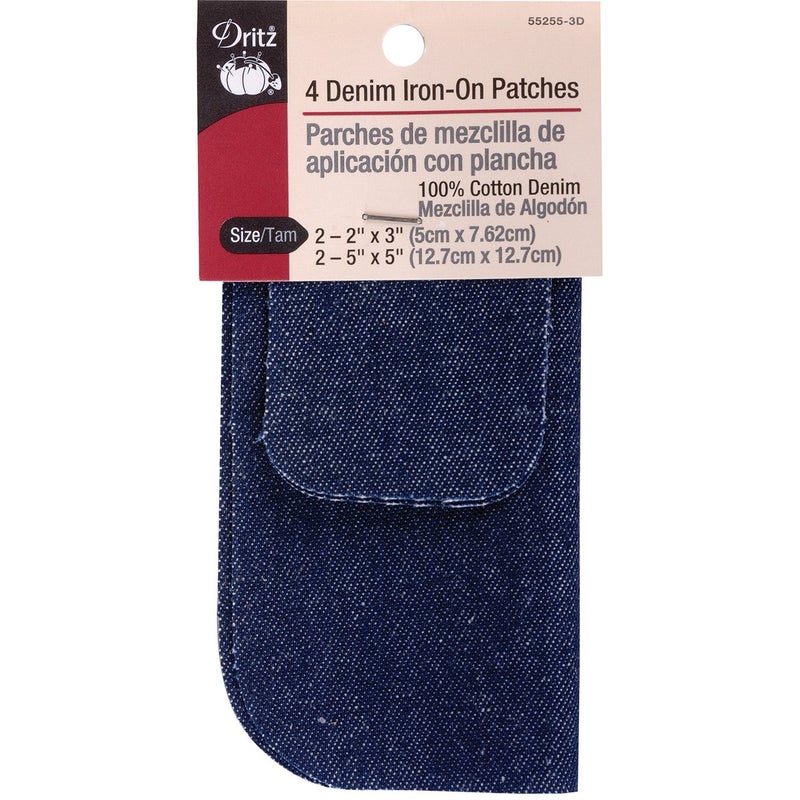 Dritz Dritz Denim Assorted Sizes 4 Count Dark Blue IronOn Patches