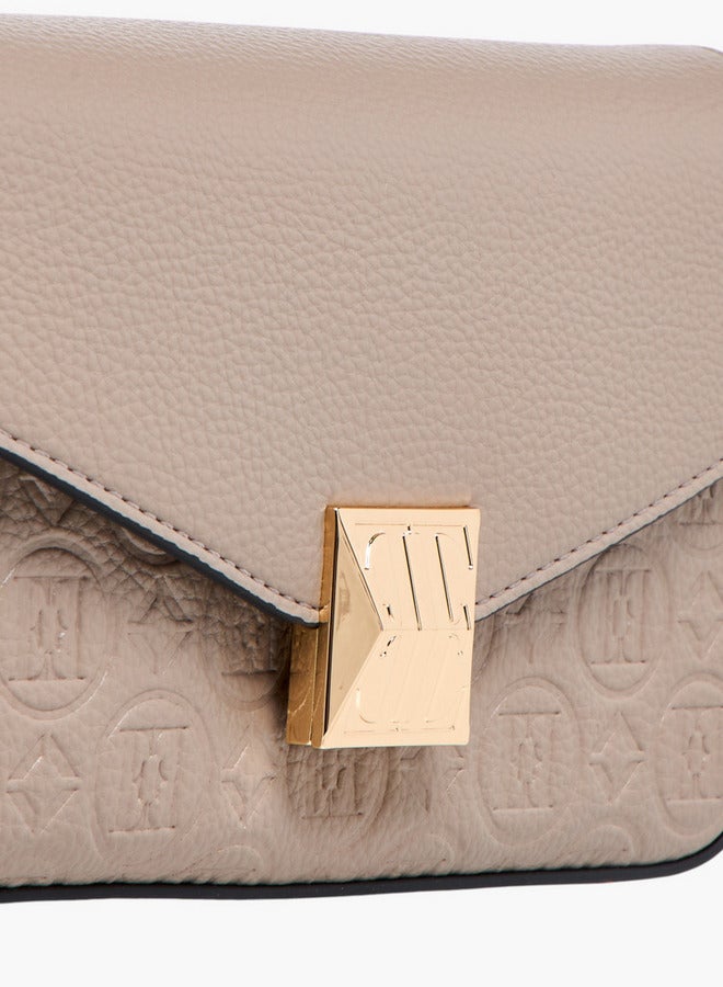 ELLE Monogram Embossed Crossbody Bag with Detachable Chain Strap and Flap Closure - Image 5