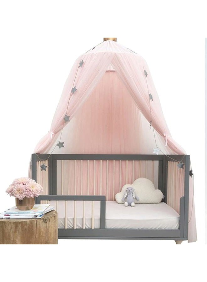 Walfront Mosquitos Net Bed Canopy Dome Mosquitos Netting Hanging Canopy Bed Curtains Summer Netting Cover Girls Bed Decor (Pink) - Image 1