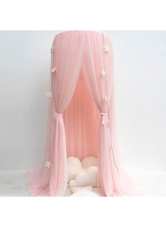 Walfront Mosquitos Net Bed Canopy Dome Mosquitos Netting Hanging Canopy Bed Curtains Summer Netting Cover Girls Bed Decor (Pink) - Image 5