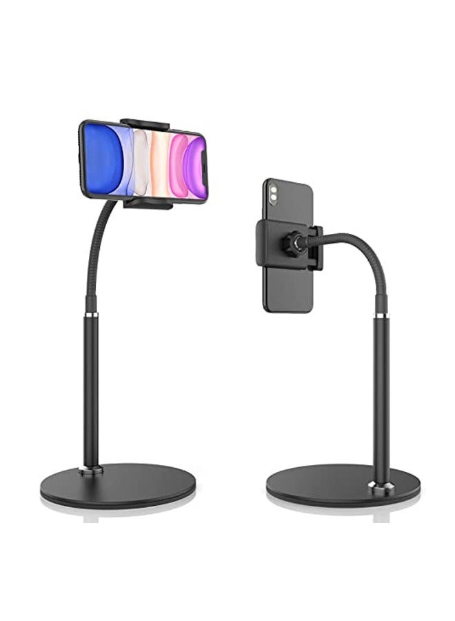 SYOSI Cell Phone Stand, Adjustable Height & Angle Phone Holder Flexible Arm Universal Phone Stand for Desk, Aluminum Alloy Desktop Cell Phone Holder Compatible with 3.5"-6.5" Device - Image 1