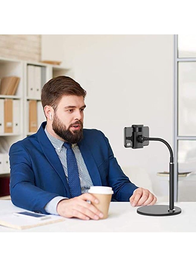 SYOSI Cell Phone Stand, Adjustable Height & Angle Phone Holder Flexible Arm Universal Phone Stand for Desk, Aluminum Alloy Desktop Cell Phone Holder Compatible with 3.5"-6.5" Device - Image 3