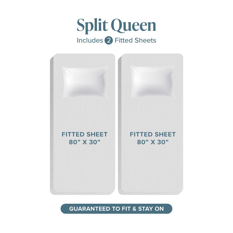 Bare Home Bare Home Split Queen Fitted Sheet - Extra Deep Pocket Fitted Sheet - Premium 1800 Microfiber - Ultra-Soft Wrinkle Free - Split Queen Deep Pocket Bottom Sheets (Split Queen - 22"" Pocket  Grey)  - Image 2