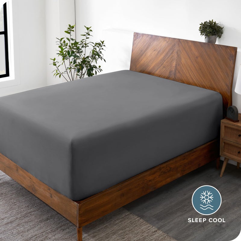 Bare Home Bare Home Split Queen Fitted Sheet - Extra Deep Pocket Fitted Sheet - Premium 1800 Microfiber - Ultra-Soft Wrinkle Free - Split Queen Deep Pocket Bottom Sheets (Split Queen - 22"" Pocket  Grey)  - Image 4