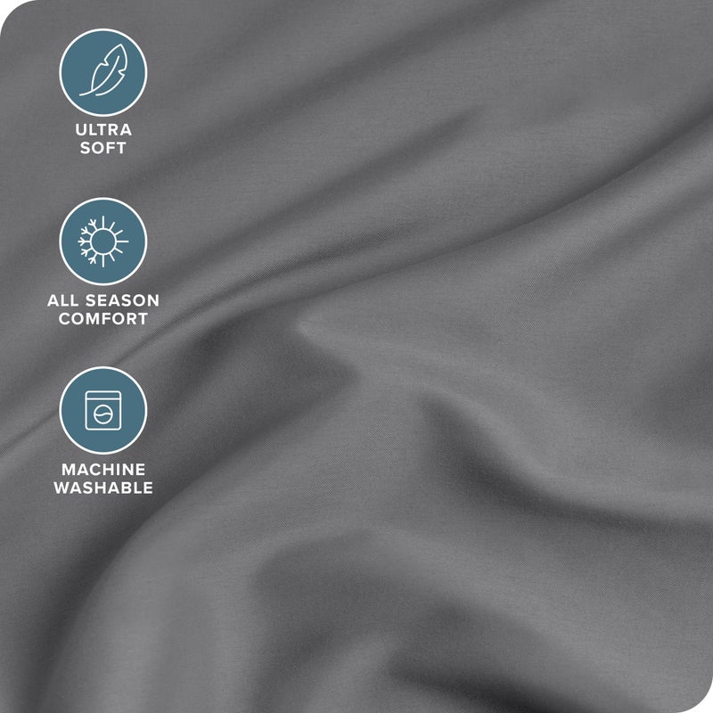 Bare Home Bare Home Split Queen Fitted Sheet - Extra Deep Pocket Fitted Sheet - Premium 1800 Microfiber - Ultra-Soft Wrinkle Free - Split Queen Deep Pocket Bottom Sheets (Split Queen - 22"" Pocket  Grey)  - Image 3